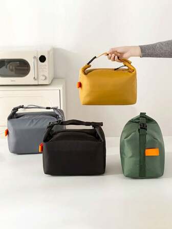 1pc High-Quality Foldable Insulated Lunch Bag, Portable Thermal Tote Handbag For Office Meal, Waterproof Aluminum Foil Insulation