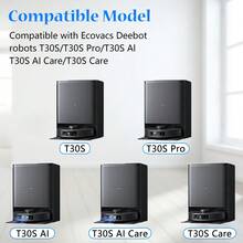 适用于 Ecovacs DEEBOT T30S / T30S PRO / T30S AI / T30S AI CARE 机器人吸尘器的替换部件，配件可拆卸刷子/主刷 HEPA 过滤器侧刷拖把布/拖把抹布和集尘袋
