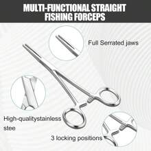Professional Stainless Steel Fishing Pliers, Self-Locking Pliers, Suturing Piercing Pliers, Tweezers, Suitable For Removing Fish Hooks, Fixing Screws Disassembling Tool, Pet Grooming Tweezers