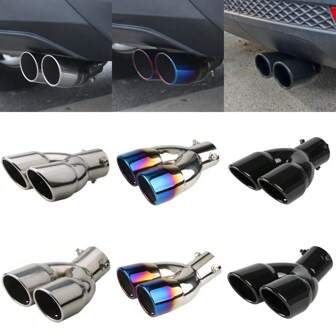 63mm/2.48in Terminale di scarico doppio universale per auto, terminale di scarico rinforzato a doppia uscita