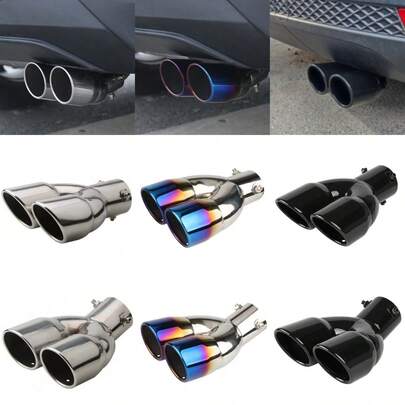 63mm/2.48in Terminale di scarico doppio universale per auto, terminale di scarico rinforzato a doppia uscita