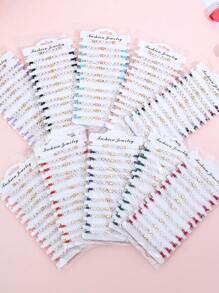 12 Stücke/Set stapelbare Buchstaben, Herz & Perlen Elastische Armband Set, Mehrschichtiges Charm Armband für Bräute, Brautjungfern, Hochzeit, Abschlussball, Party, Geschenk