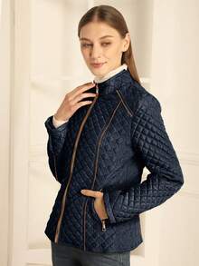 Giolshon Women's Casual Hooded Down Jacket, With Pockets, Lightweight Quilted Coat, Suitable For Spring, Autumn And Winter Daily Wear