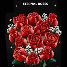 822PCS Rose Building Blocks Set With Vibrant Colors, Artificial Red Rose Bouquet DIY Decoration, Home Decor Flower Decorations For Adults Women Gift For Valentines & Mother's Day