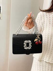 Bolso de hombro de lujo para mujer con relieve de cocodrilo, modelo de fiesta con correa de cadena, bolso cruzado versátil y de alta gama