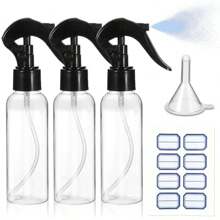 Pack Of 3 Spray Bottles, 100 Ml Small Spray Bottles For Filling, Transparent, Empty, Fine Mist Spray Bottle With Labels, Funnels, Travel Atomiser For Liquid, Cosmetics, Cleaning, Personal Care