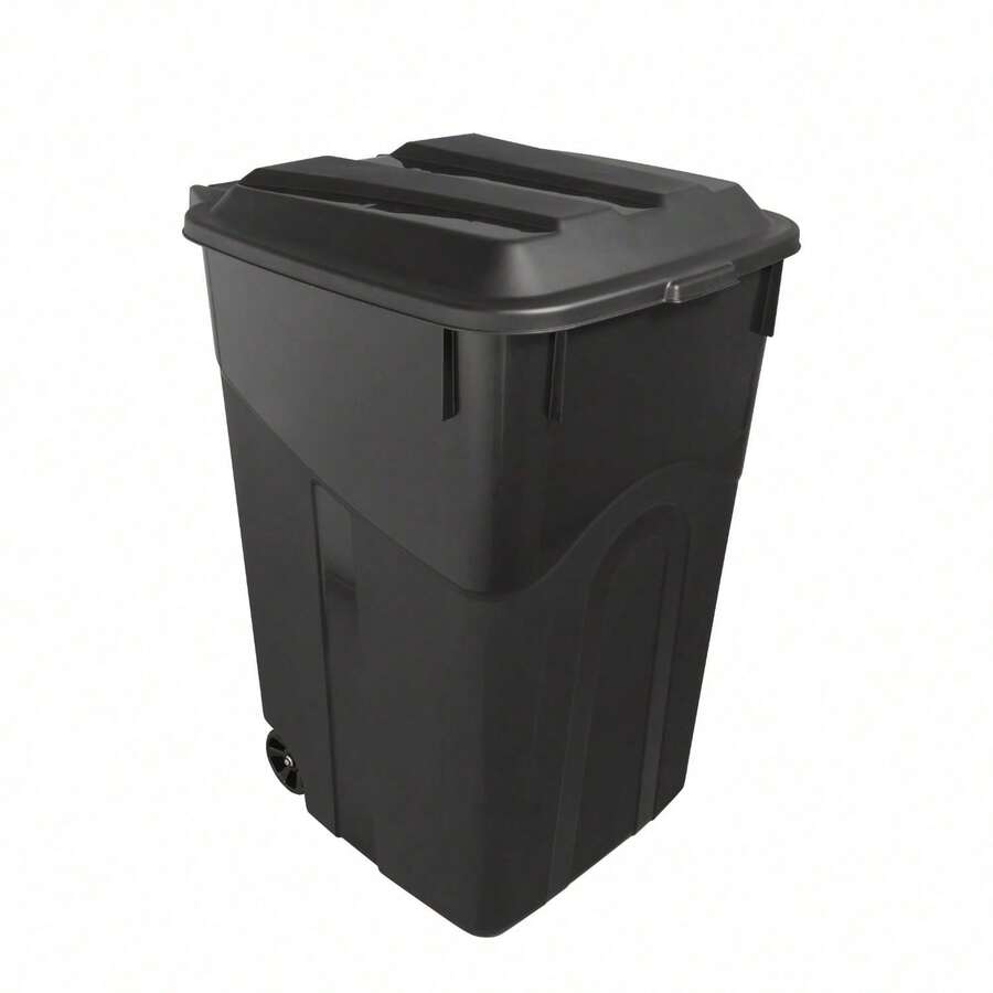 45 Gallon Wheeled Heavy-Duty Trash Can – Commercial/Outdoor Use, Locking Lid & Weather-Resistant Design, Durable Plastic Bin For Construction/Yard Waste - 1 - View 1