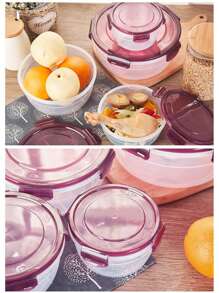 Conjunto de 3/4 recipientes para almacenamiento de alimentos con tapa, aptos para microondas y refrigerador, material reforzado, con junta de silicona incorporada y diseño de apilamiento optimizado, para almacenar carne, frutas, verduras, etc.