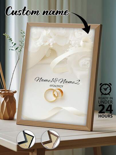 1 Pc, Optional Frame, Custom Canvas Painting, Personalized Photo Poster, Wedding Decoration, HD Printing, Preserving Memories, Saving Beautiful Moments, Birthday Party, Anniversary, Unique Perfect Art Gift