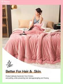 Cobertor de lã dupla camada de pelúcia macia de 1 peça, rosa leitoso, versátil para sofá, escritório, quarto, viagens e acampamentos, lavável à máquina, adequado para meninos, meninas, dormitórios de estudantes universitários