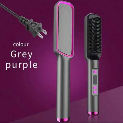 3-Minute Fast Hair Straightening Brush With Ceramic, 3 Temperature Settings (140°C/ 180°C/ 210°C), LED Display, Negative Ion Technology, Perfect For Home And Travel, Perfect Gift For Women, Fashion Hair Tools