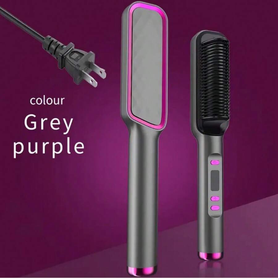 3-Minute Fast Hair Straightening Brush With Ceramic, 3 Temperature Settings (140°C/ 180°C/ 210°C), LED Display, Negative Ion Technology, Perfect For Home And Travel, Perfect Gift For Women, Fashion Hair Tools