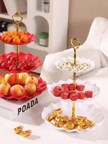 3-Tier Cupcake Stand - White Embossed Elegant Dessert Cake Display Stand - For Tea Sets, Candy, Cookies, Pastries, Weddings, Parties, Gifts, Christmas And Birthday Cakes - White - View 8