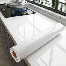 1pc White Marble Pattern Waterproof Oilproof Adhesive Wallpaper, Smooth Self-Adhesive Bathroom Decor Wall Sticker, Home Decor Tabletop Countertop Anti-Moisture Renovation Wall Paper Wall Stickers Wall Decor