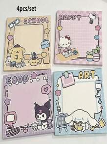 Sanrio [Paquete de 6 notas adhesivas lindas] Paquete de 6 notas adhesivas con personajes de Sanrio - Blocs de notas adhesivas cuadrados y lindos, set de artículos de papelería de oficina y hogar, útiles escolares, de vuelta a clases