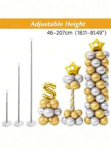 2 Sets Stainless Steel Balloon Telescopic Pillar Stand Table Floating Decoration Kit, Party Decor, Balloon Accessories, Wedding Supplies (Includes Balloon Clip)