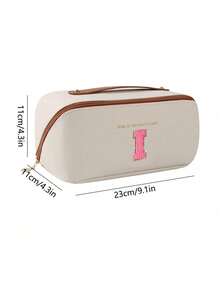 1pc 26 Letter Cosmetic Storage Bag, PU Leather Waterproof Cosmetic Bag, Large Capacity And Spacious Double-Layer Cosmetic Bag, Multi-Function Ladies' Travel Handbag, Cosmetics Sorting Bag - Multicolor - View 27