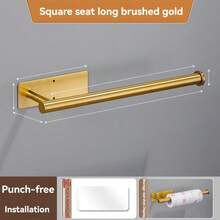1pc Kitchen Tissue Holder Stainless Steel Nail Free, Hole Free Self-Adhesive Wall Mounted Metal Black American Style Toilet Roll Paper Holder