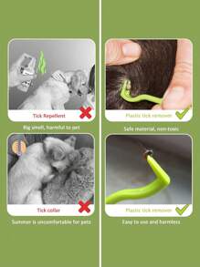 Kit de herramientas ligero, compacto y portátil para eliminar pulgas y garrapatas de mascotas, puede eliminar de forma segura, fácil y suave las garrapatas de los animales, reutilizable y portátil