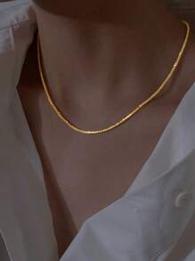 Tkool 1 pieza Collar minimalista y elegante de oruga dorada de moda, accesorio de cadena de clavícula brillante y elegante para mujeres