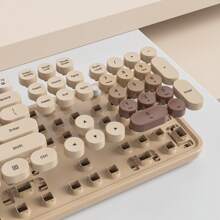 Wireless Keyboard And Mouse Set, Cute Keyboard And Mouse Combo, Full Size Typewriter Keyboard With Number Pad, Colorful Keyboard With Round Keycaps For Windows PC Laptop