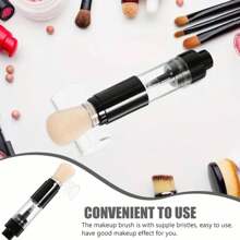 1 pezzo Nuovo set di pennelli trucco portatile, include pennello per blush, contornare, cipria ricaricabile con dispenser a pulsante, pennelli trucco da viaggio, pennello per illuminante, pennello per cipria in polvere, pennello per blush