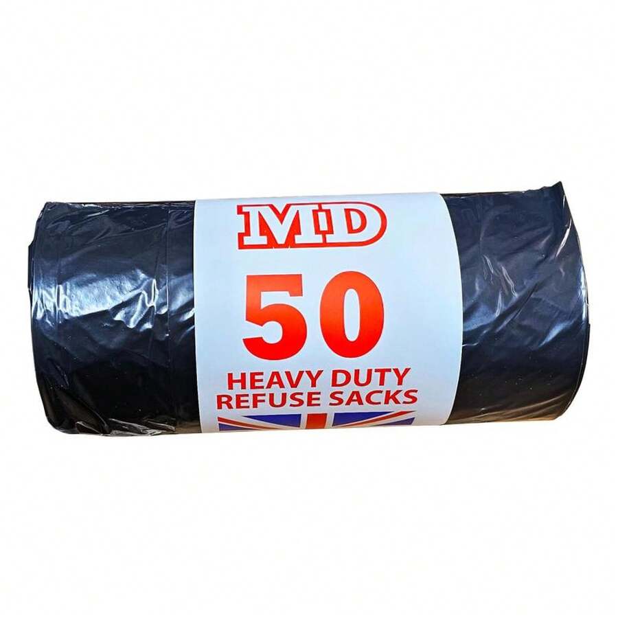 500 Heavy Duty Bin Bags,Campaign, Large Strong MD50 Refuse Sacks (10pcs X 50 Rolls) Size-70x83cm, Leakage, Black Bin Bags, Business And Home, Thick, Strong, Household Pack Plastic - 1 - View 1