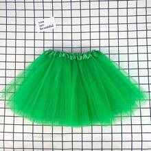 1pc Women/Teens/Adults Classic Elastic 3-Layer Tulle Skirt, Tutu Performance Dance Costume Mesh Pleated Mini Skirt
