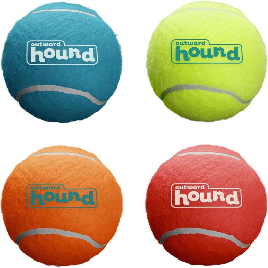 Outward Hound Squeaker Ballz 4-Pack Tennis Ball Dog Toys With Squeaker, Interactive Fetch Play For Pets Under 50 Lbs, Training Balls For Indoor & Outdoor Exercise, Medium, 2.5-Inch - 藍色迷宮熱潮 - 查看 1