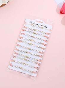 12 Stücke/Set stapelbare Buchstaben, Herz & Perlen Elastische Armband Set, Mehrschichtiges Charm Armband für Bräute, Brautjungfern, Hochzeit, Abschlussball, Party, Geschenk