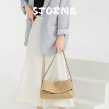 Borsa alla moda ed esclusiva per donna, nuovo design a motivo quadrato con catena, borsa shopper pieghevole per l'estate