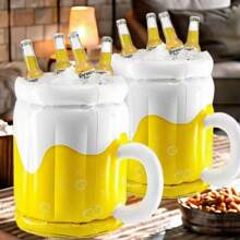1 Inflatable Beer Glass Ice Bucket - Beverage Cooler - Durable ABS Plastic Beverage Cooler - Floating Portable Beverage Rack - For Party, Beach, And Outdoor Event Supplies
