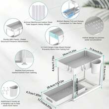 Outdoor/Tabletop Organizer And Storage Cabinet, Large Capacity Heavy Duty Pull Out Under Sink Shelf With Sliding Drawer For Kitchen, Bathroom, Garden Balcony - 白色 - 查看 4