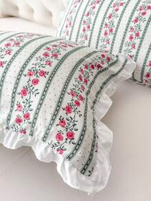 1 Stück 100% Polyester Blumen Spitze Kissenbezug, ohne Kissenfüllung, romantische Hochzeitssaison, Schlafzimmerdekoration - Verschiedenfarbig - Übersicht 8