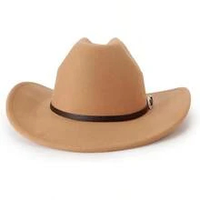 Classic Western Felt Cowboy Hat With Wide Brim For Outdoor Use - 1 Pack Style 2: Khaki - View 8
