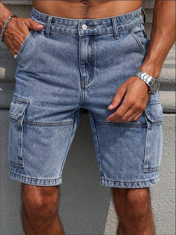 Men's Fashionable Casual Cargo Denim Shorts