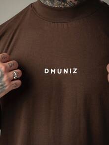 DMUNIZ Oversized Streetwear Turtleneck Printed Chest T-Shirts Kit 2 - 2 棕色 - 查看 3