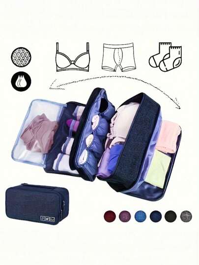 Waterproof Underwear Storage Bag With Portable Handle - Multi-Functional Organizer For Traveling, Women's Lingerie & Accessories