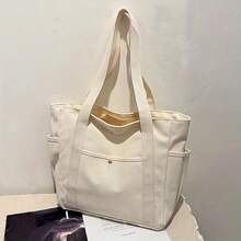 Bolso de lona con capacidad extra grande, minimalista y elegante, adecuado para ir y venir del trabajo, la escuela y viajes, útiles escolares, regreso a clases
