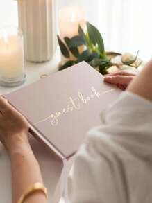 1pc Wedding Guest Register, Multi-Purpose Guestbook, Photo Guestbook, Birthday Special Event Register, Stylish Graduation Sign-In Book, Gold-Stamped Notebook Wedding Guest Sign-In Book Summer Gifts Beach Back To School School Supplies Room Decor