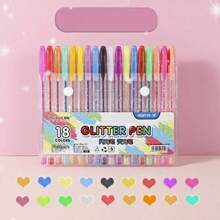 Sanrio 12pcs/18pcs/24pcs/36pcs/48pcs Colorful Glitter Gel Pens, Multicolor Ball Pens Set, Highlights/Marker Pens For Drawing, Journaling, Coloring, Art Supplies, Creative Stationery, Gifts For Kids, Students, Holidays, Pens, Gel Pens, Stationery, Pens, Gel Pens, Glitter Pens, Gel Pens, Colouring Pens, Glitter, Back To School