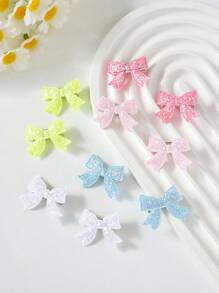 10pcs/Set Girls Adorable Shiny Bowknot Bangs Clips Side Hairpin Hair Accessories