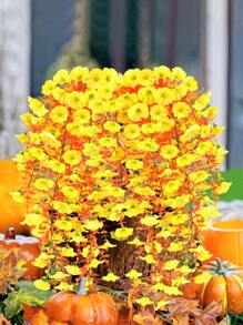 2pcs/4PCS/6PCS Artificial Hanging Plants Morning Glory Artificial Orange Vine Hanging Plants Suitable For Wall Home Living Room Indoor And Outdoor Autumn Decoration