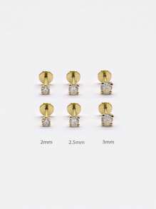 6 Stücke/Set goldfarbene Titan-Stahl gebogene Barbell Ohrringe mit Kubikzirkonia, Nasen-, Lippen-Piercing, Vielseitige Schmuckzubehör geeignet für den täglichen Gebrauch