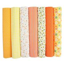 Set de 7 piezas de bloques de tela con estampado de algodón pre cortados, utilizados para acolchado y costura, y bloques de tela pre cortados para manualidades DIY de patchwork y accesorios - Naranja - Ver 2