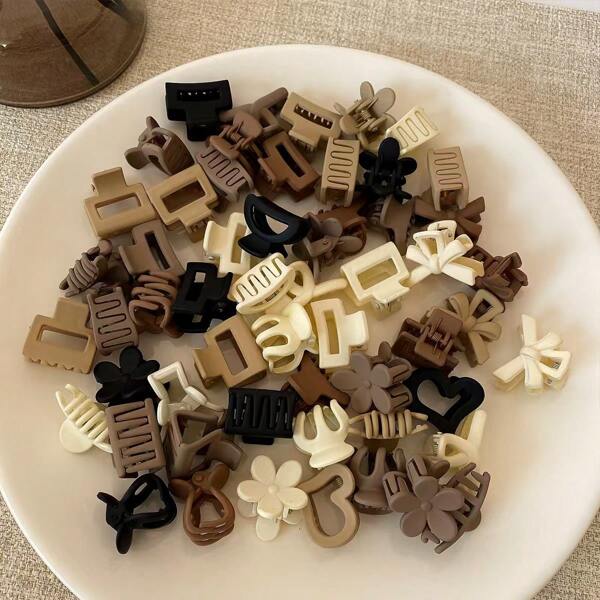 10/20 piezas Surtido de mini pinzas para el cabello de color café, pequeños pasadores de princesa, pinzas para el flequillo, broches para el cabello, accesorios para el cabello (colores aleatorios)