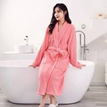 1 pieza Bata de baño para adultos, rosa, de felpa suave y absorbente de coral blanco a cuadros de piña, de secado rápido con capucha, adecuada para spa, hogar, baño, dormitorio, unisex vuelta al cole