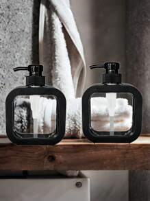 Transparent Dish Soap Dispenser, Bathroom Liquid Soap Dispenser - With Anti-Rust Pump, Suitable For Kitchen Sink, Bathroom, Black/Decorative Frame Transparent Square Soap Dispenser Refillable (Dishcloth, Cleaning Brush Random Delivery)