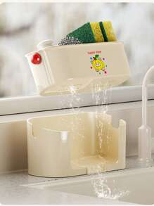 1pc Kitchen Dish Draining Rack, Sponge And Cloth Holder, Large Capacity Sink Organizer