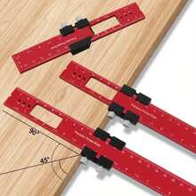 Woodworking Ruler,Pocket Rules,With Slide Stops Carpenty Square Aluminium T-Ruler,T Track Benchmark Ruler Inch And Metric,T-Type Scribing Ruler T Track Ruler Marking Measuring Ruler With Slide Stops